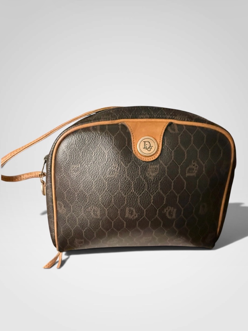 Pre-owned Dior Mini Crossbody Tan Bag with Logo Medallion
